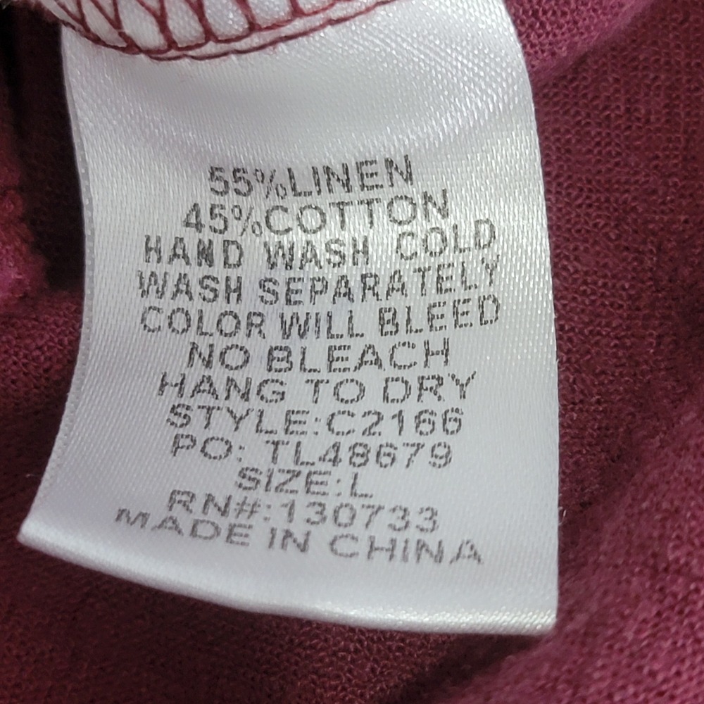 Umgee High Low Dress Large Maroon Linen Blend Fringed Hem Boho Lagenlook Peasant - Picture 8 of 10